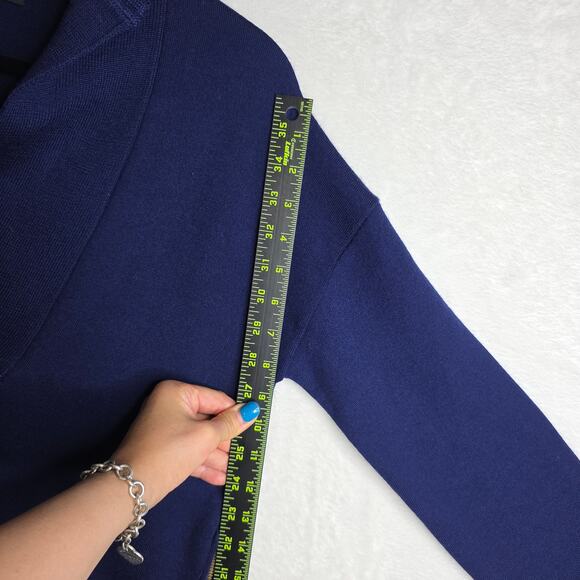 J.Crew Collection SzSm Shawl Bonded Wool Popover Navy Side Zips Sweater Simple - Picture 6 of 16